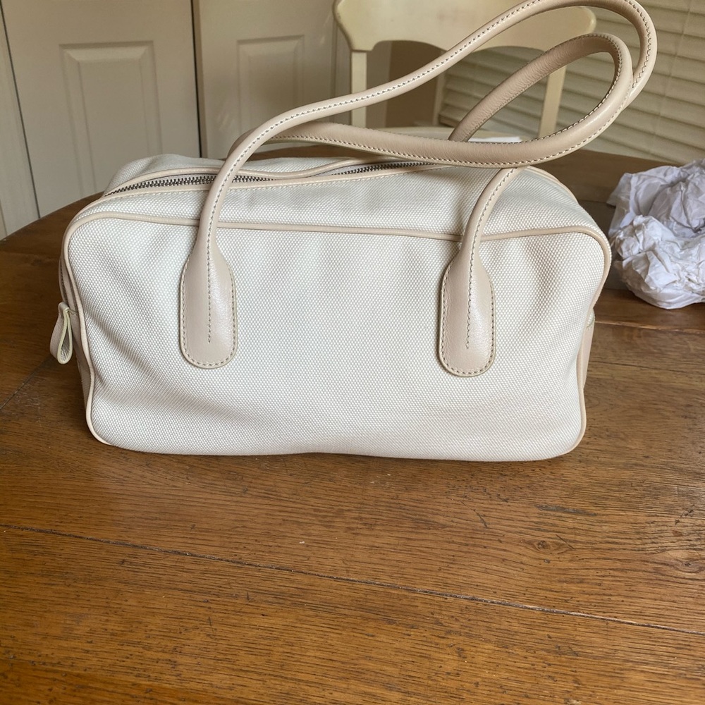 Tods linen handbag with asymmetric zipper on top